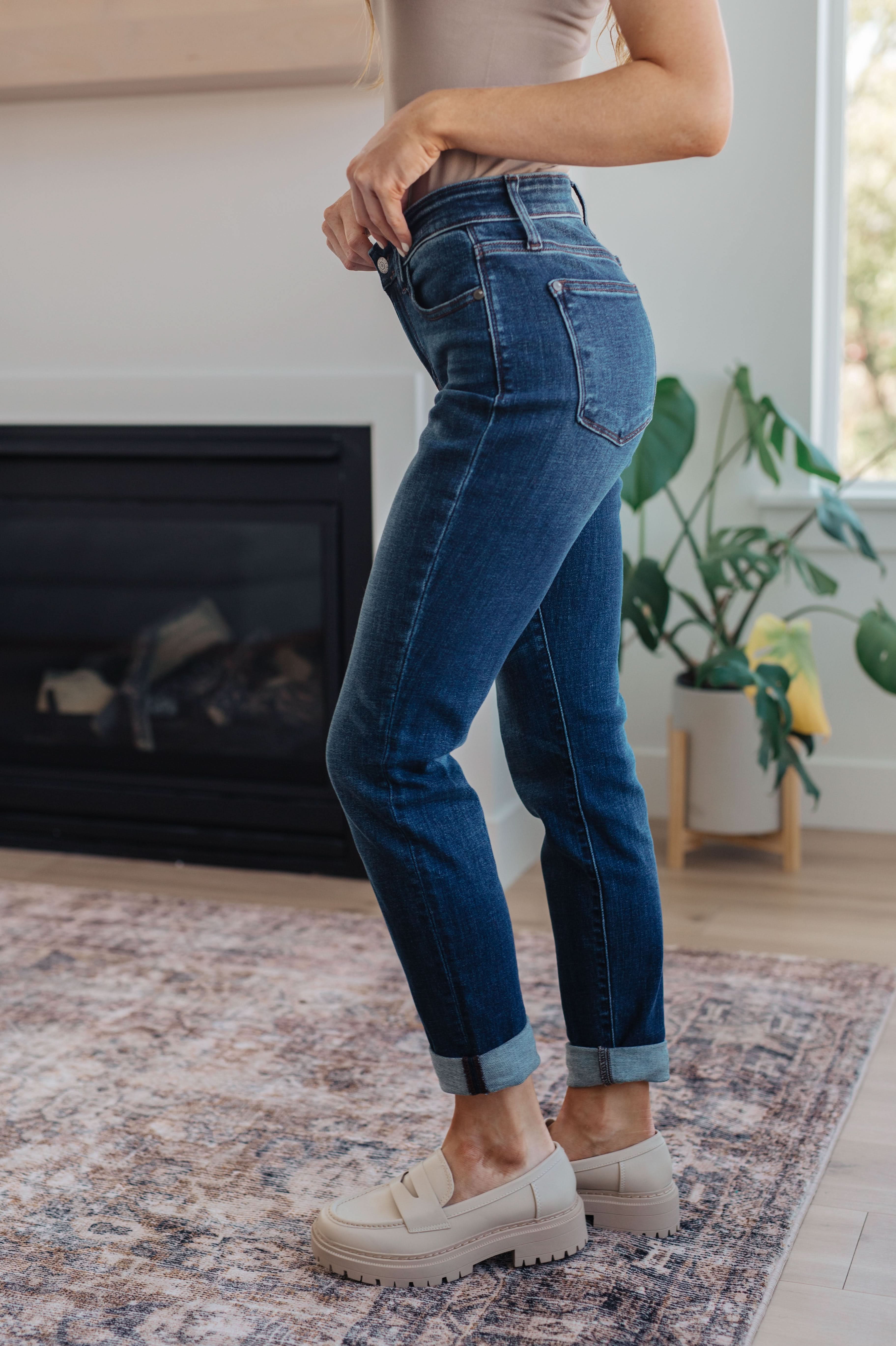 Judy Blue Amber Cuffed Slim Fit Dark Wash Jeans
