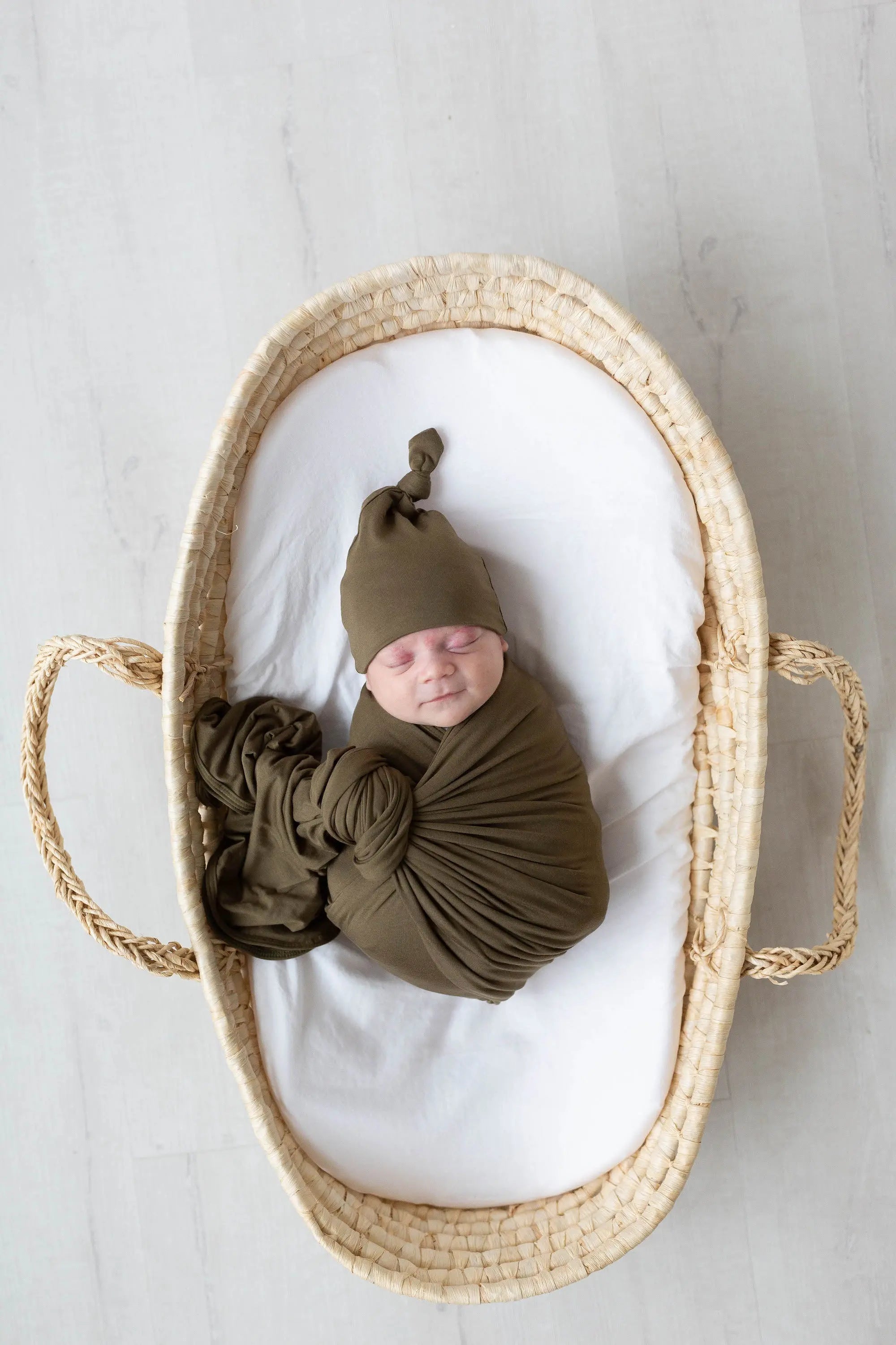 Swaddle Blanket and Hat Set - Army Green in - Swaddle Blankets & Hat / Headband Sets photo