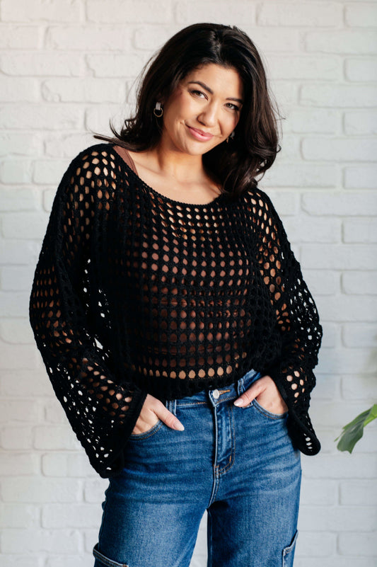 Ask Anyway Fishnet Sweater in - Tops photo