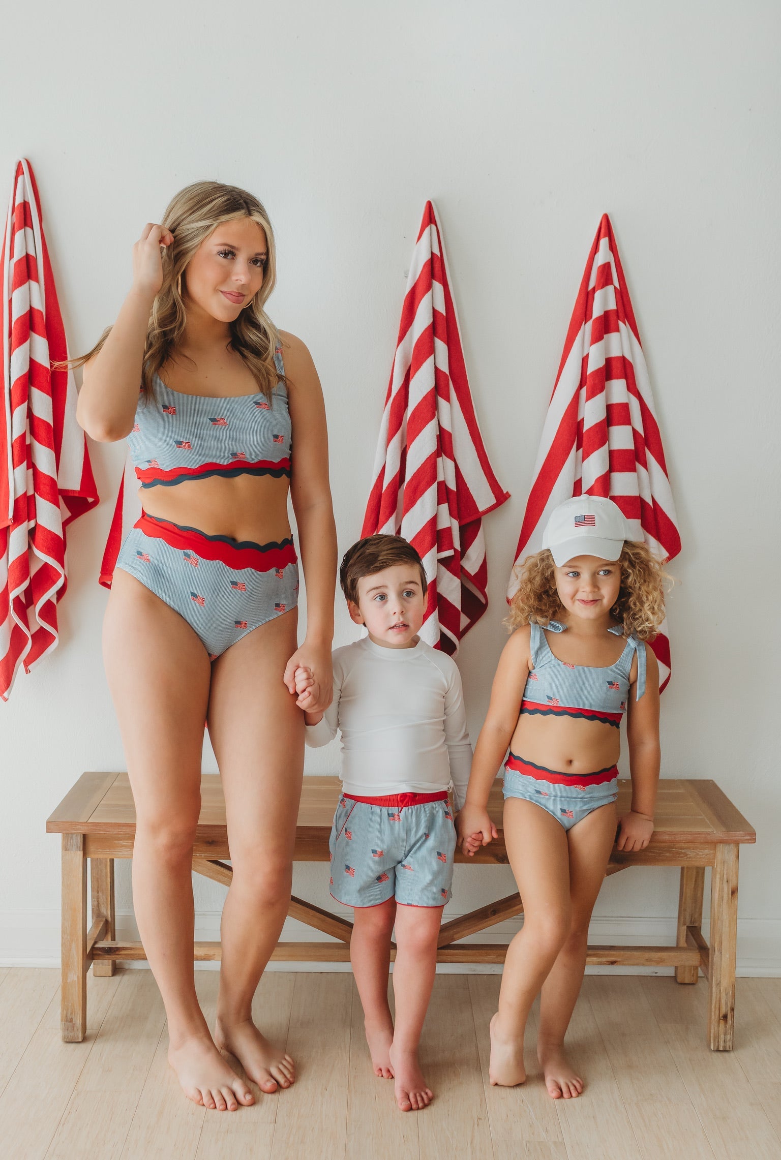 Scalloped High Waisted Bikini - Heritage Flag