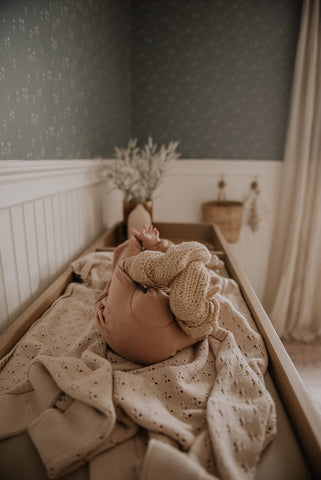Little Mae & Co. Toffee Pointelle Knit Blanket in - photo