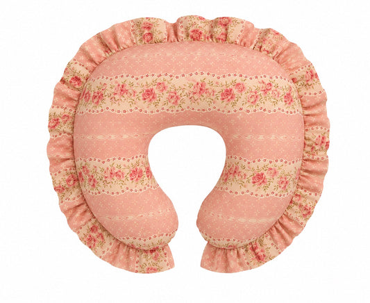 Little Mae & Co. Pink Rose Ruffle Nursing Pillow Cover - New Ruffle