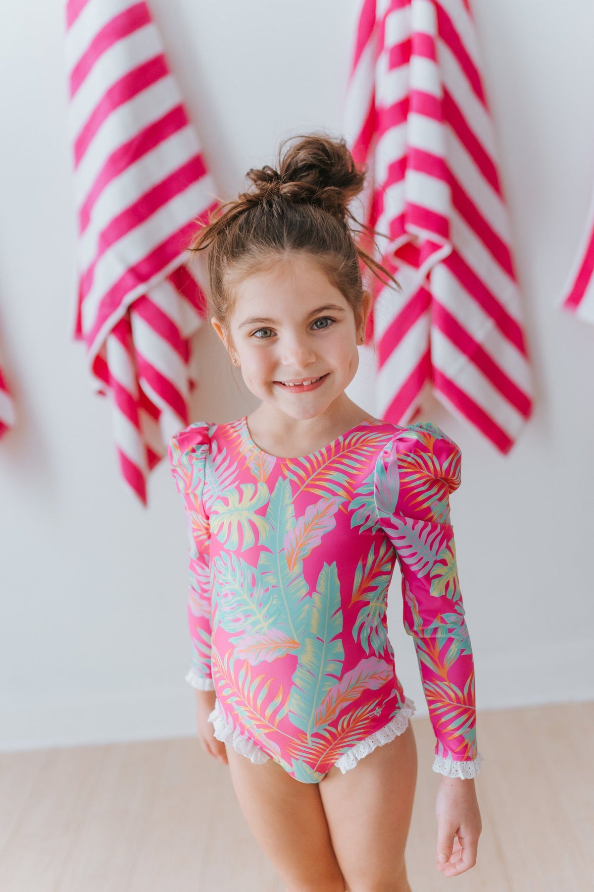 Pink Palm Paradise One Piece Rashguard Suit - | SwagglyLife