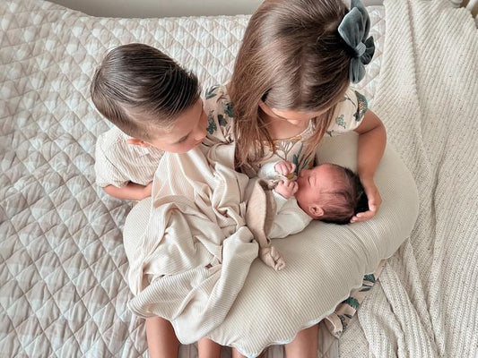 Oat Ribbed Stretch Swaddle in - photo