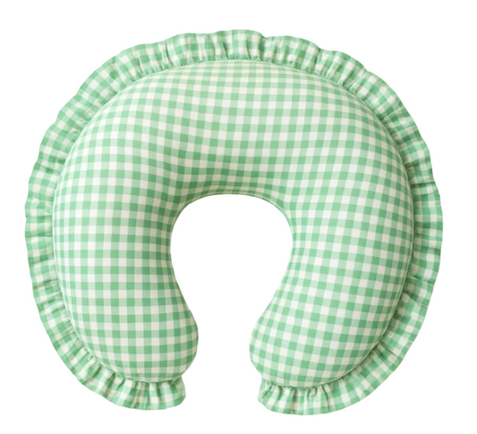 Green Gingham Ruffle Nursing Pillow Cover in - photo