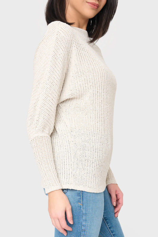 Slouchy Off Shoulder Open Stitch Sweater in - 25, LAYERS, 253 photo
