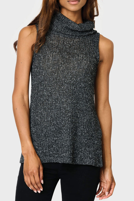 Roll Neck Sleeveless Crochet Vest in Black - 26, IMPORT LAYERS, 2690, SALE photo