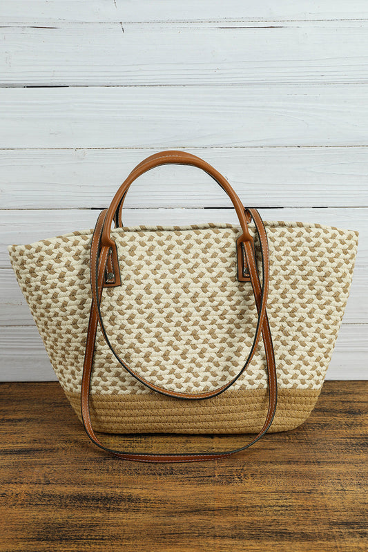 Jaylani Woven Tote Bag in Beige 11in x 10in x 4in - Shoes & Bags photo
