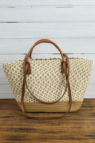Jaylani Woven Tote Bag in Beige 11in x 10in x 4in - Shoes & Bags photo