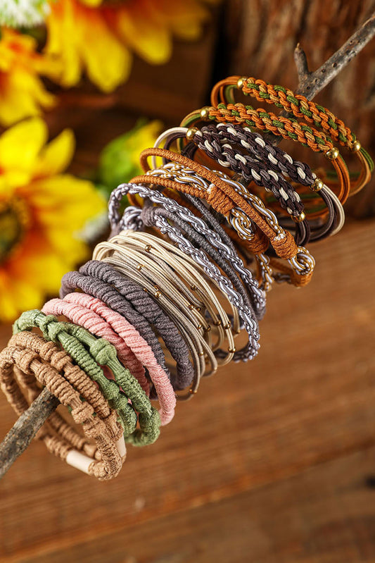 10pcs Boho Knotted Hair Ties in Multicolour ONE SIZE 100%Polyester - Accessories photo