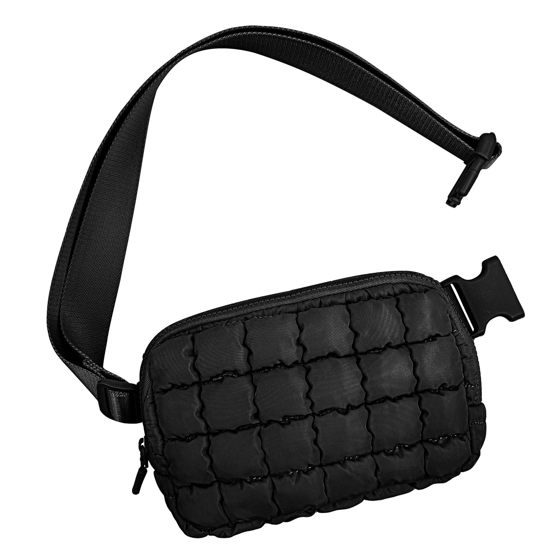 Evyn Quilted Puffer Sling Crossbody Belt Bum Fanny Waist Bag in Black - photo