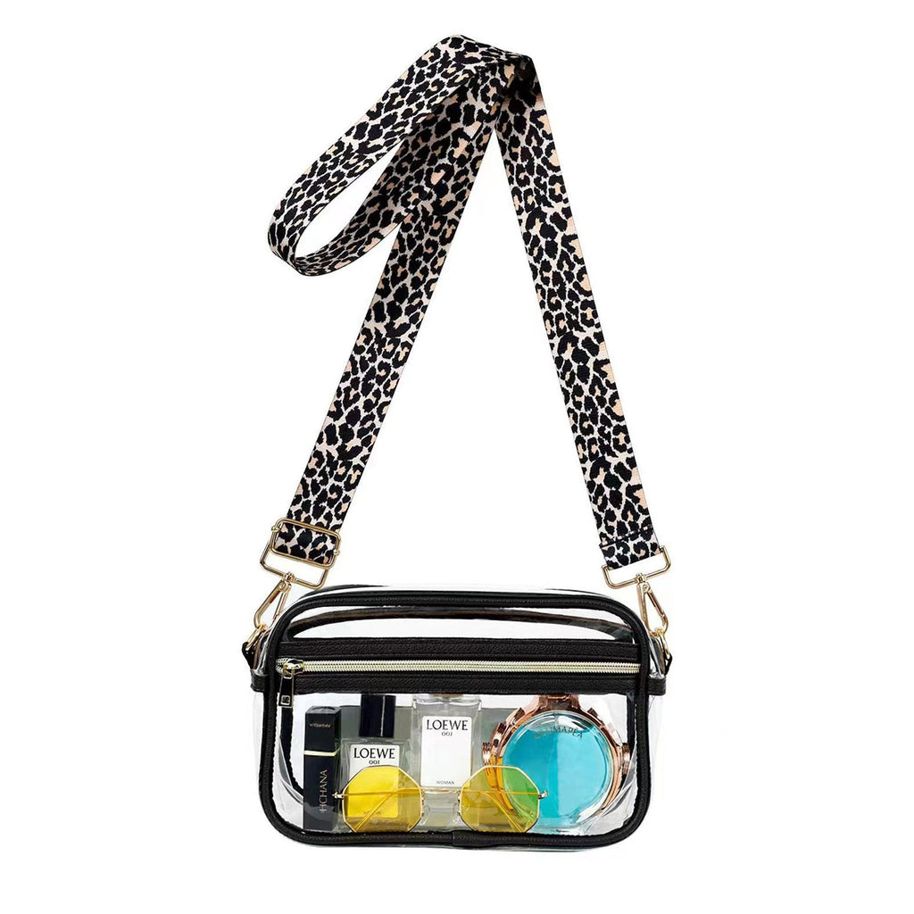 Kendall Leopard Stadium Camera Crossbody in Black - photo