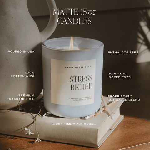 Spa Day Soy Candle - Blue Matte Jar - 15 oz in - Candles photo