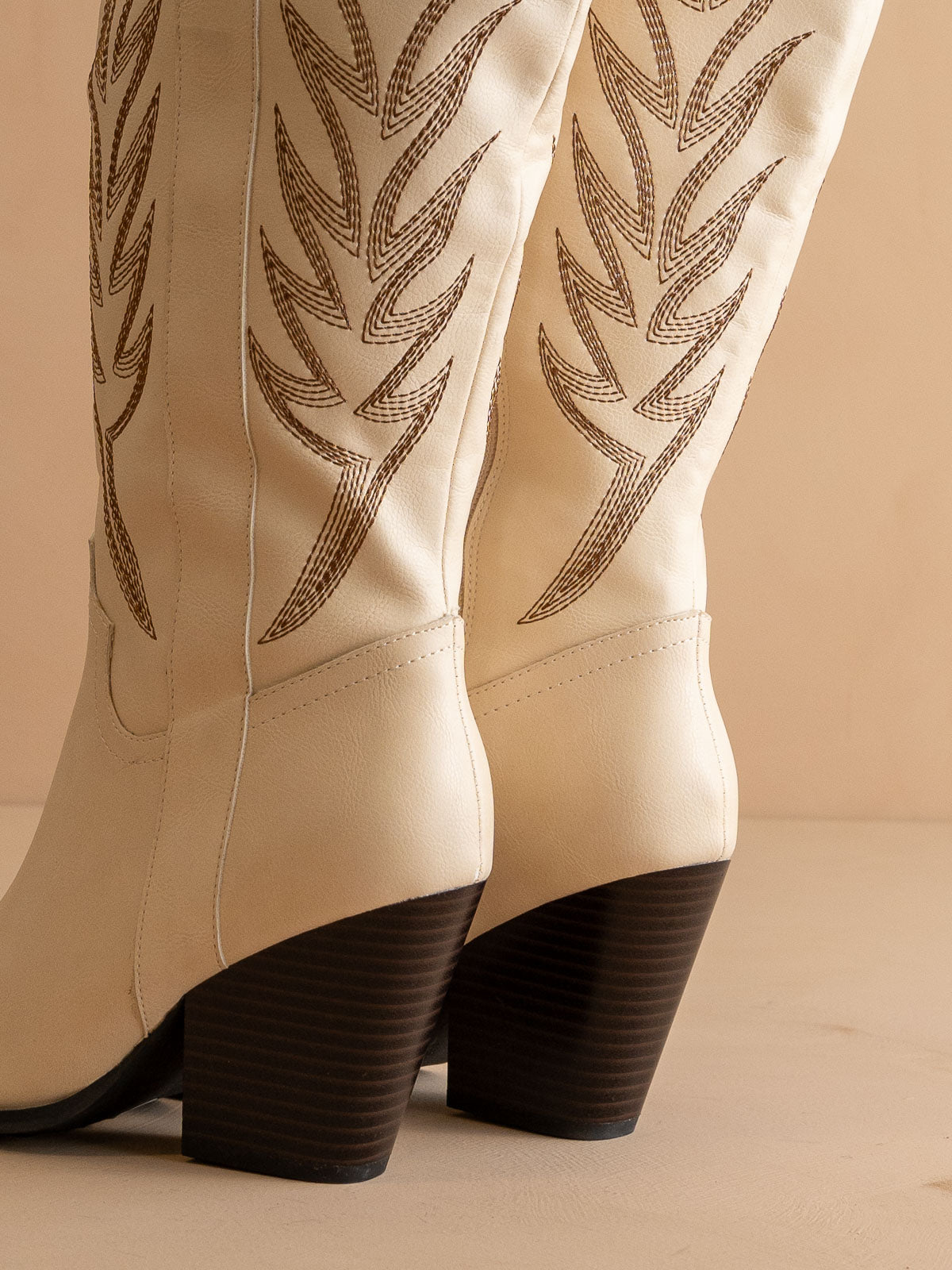 The Bronco | Off White Knee High Embroidered Cowboy Boot *FINAL SALE*