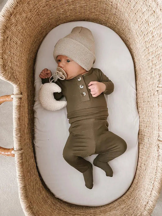 Newborn Boy Outfit Set - Army Green | Baby Boy Coming Home Outfit in NB-3 mo (hat included) - Onesies photo