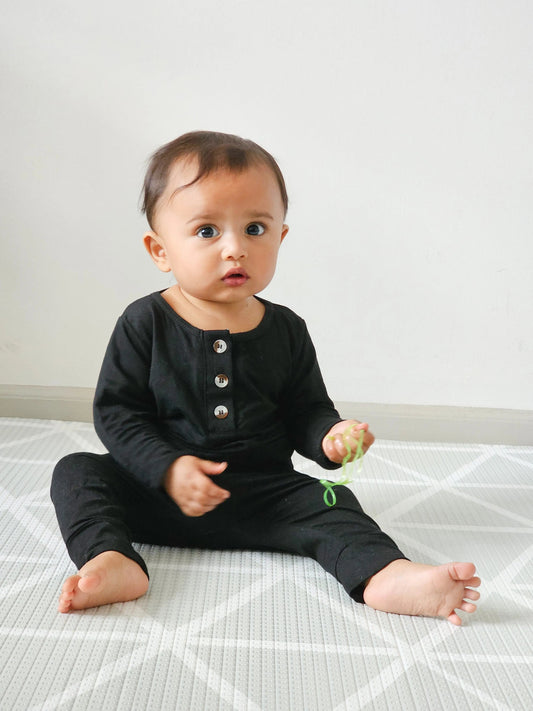 Top and Bottom Outfit and Hat Set, Newborn Clothes, Baby Boy Outfit Sets - Black in - Onesies photo
