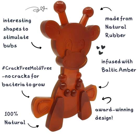 The Little Bamber - Natural Rubber & Baltic Amber Teething Toy in - Baby Teething Toy photo