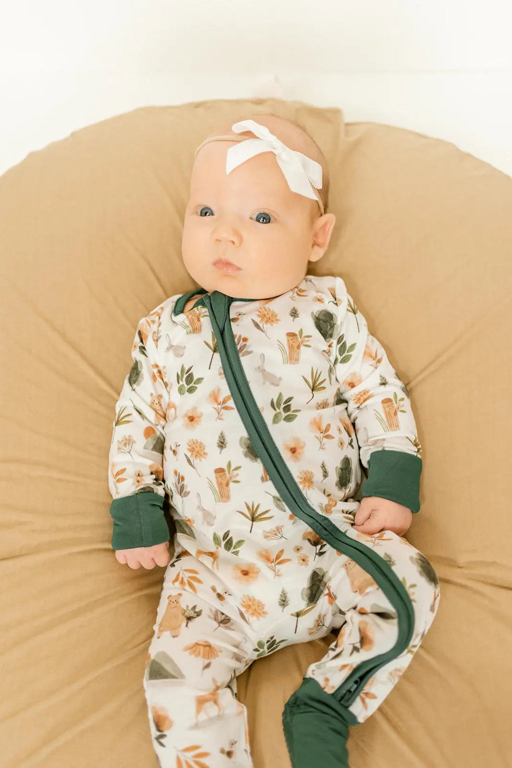 Bamboo Baby Clothes - Convertible Jumpsuit 0-3 Months - Forest in - photo