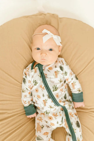 Bamboo Baby Clothes - Convertible Jumpsuit 0-3 Months - Forest in - photo