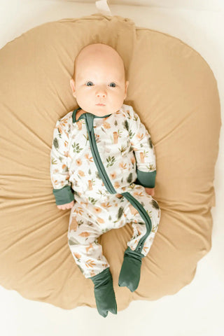 Bamboo Baby Clothes - Convertible Jumpsuit 0-3 Months - Forest in - photo