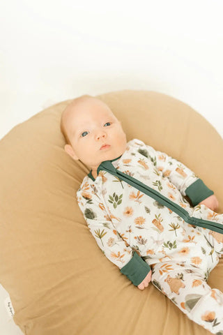 Bamboo Baby Clothes - Convertible Jumpsuit 0-3 Months - Forest in - photo