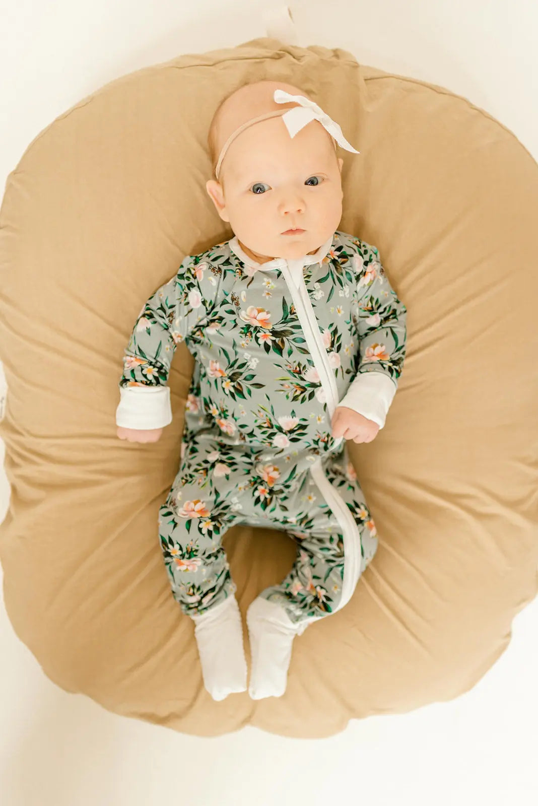 Bamboo Baby Clothes - Convertible Jumpsuit 0-3 Months - Botanical in - photo