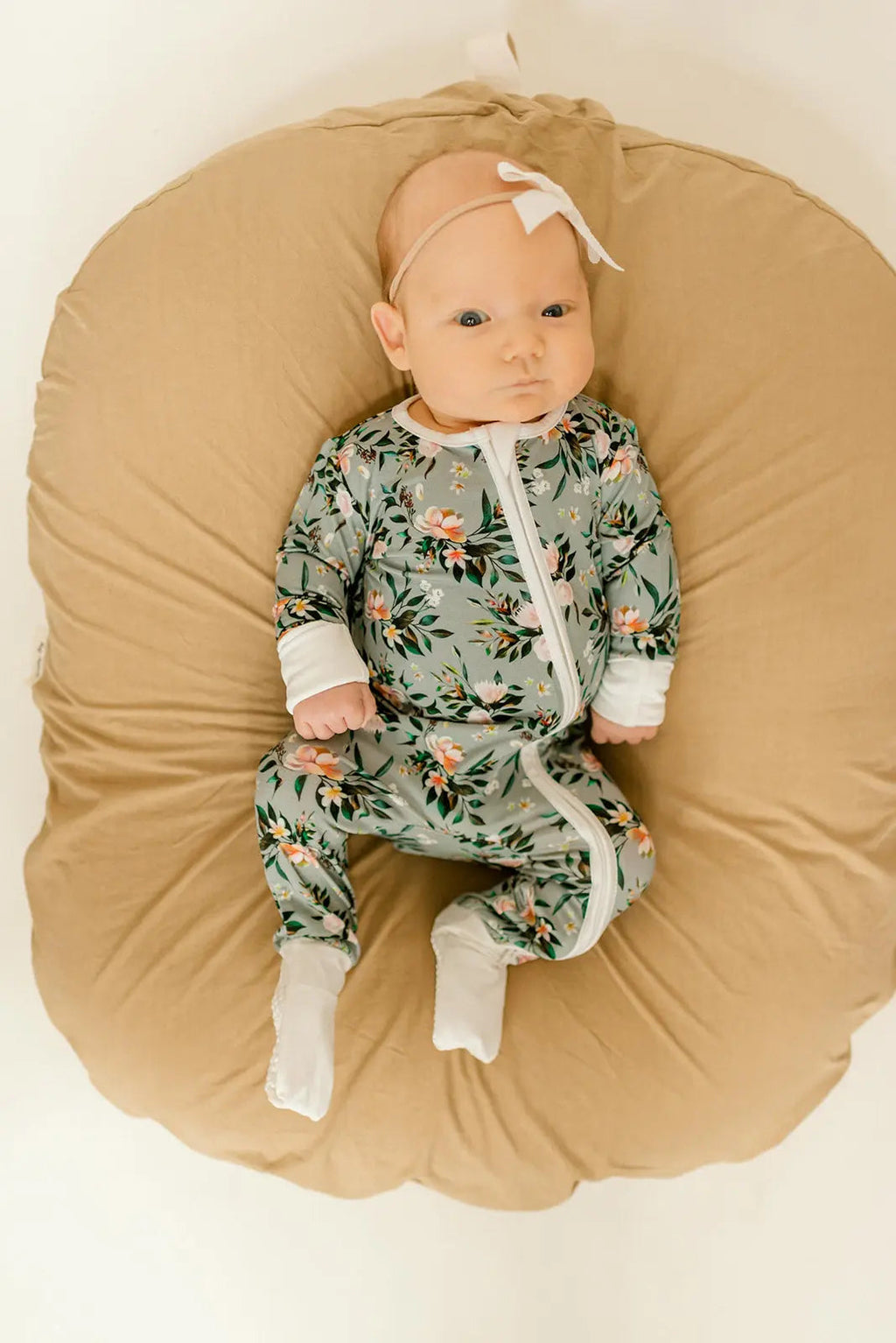 Bamboo Baby Clothes - Convertible Jumpsuit 0-3 Months - Botanical in - photo