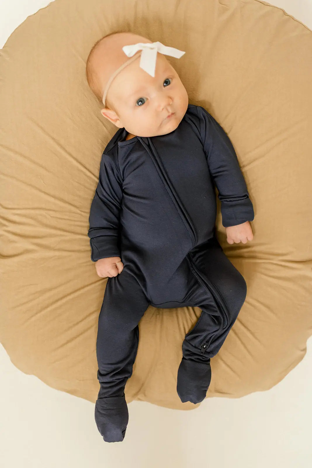 Bamboo Baby Clothes - Convertible Jumpsuit 0-3 Months - Navy Blue in - photo