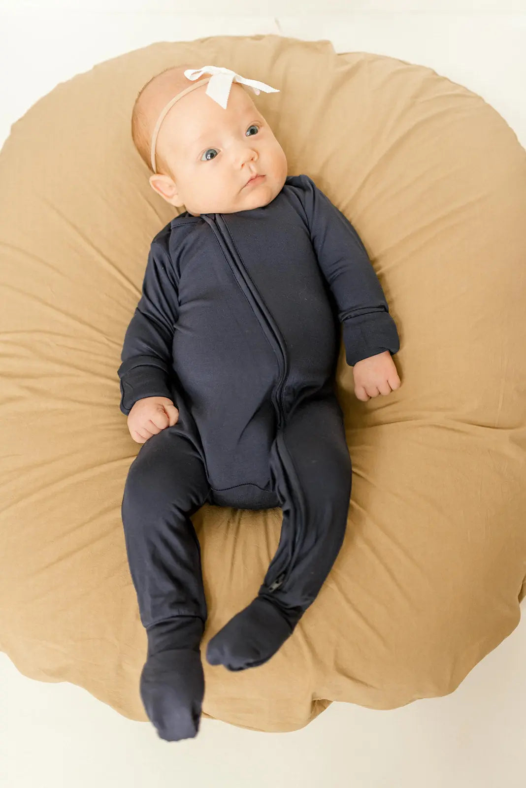 Bamboo Baby Clothes - Convertible Jumpsuit 0-3 Months - Navy Blue in - photo