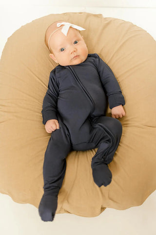 Bamboo Baby Clothes - Convertible Jumpsuit 0-3 Months - Navy Blue in - photo