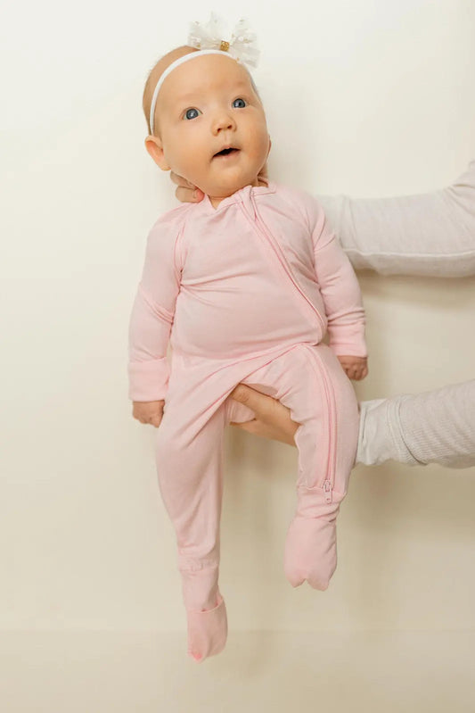 Bamboo Baby Clothes - Convertible Jumpsuit 0-3 Months - Baby Pink in 0-3 months - photo