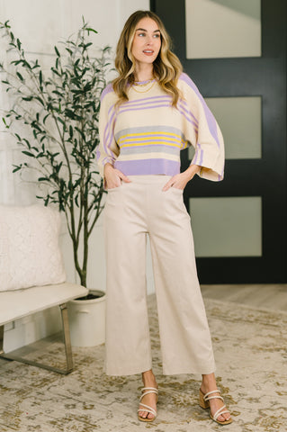 Barely Justified Striped Dolman Sleeve Top in - Womens photo
