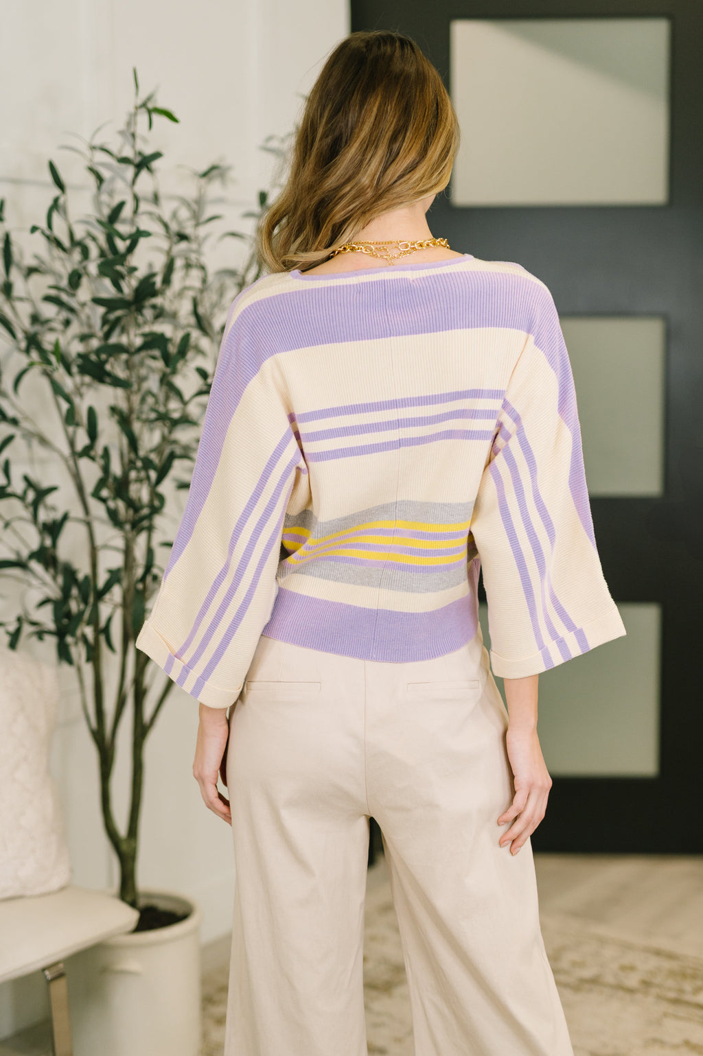 Barely Justified Striped Dolman Sleeve Top in - Womens photo