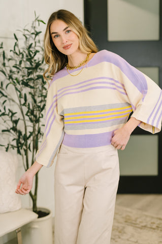 Barely Justified Striped Dolman Sleeve Top in - Womens photo