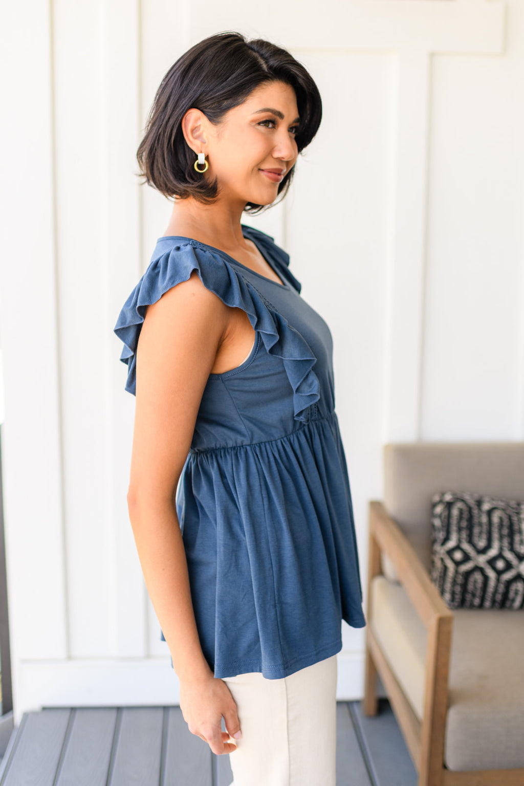 Before Now Ruffled Babydoll Top in - Tops photo