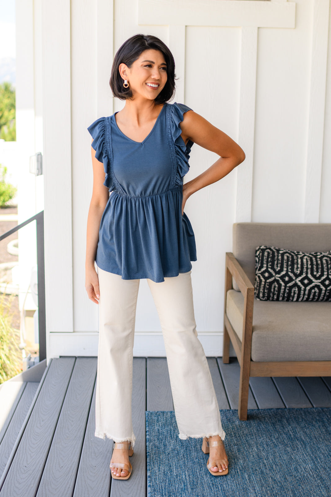 Before Now Ruffled Babydoll Top in - Tops photo