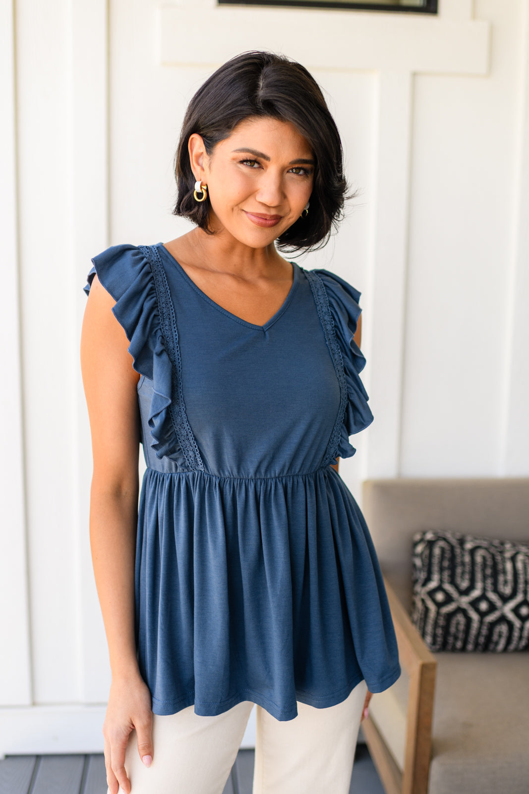 Before Now Ruffled Babydoll Top in - Tops photo