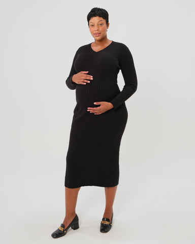 Full Body Ribbed Maternity & Nursing Midi Sweater Dress in - Women's Maternity and Nursing Dress photo