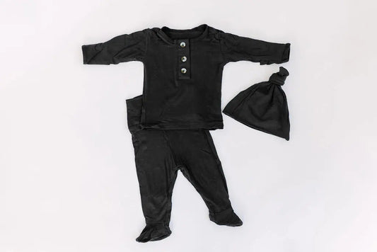 Top and Bottom Outfit and Hat Set, Newborn Clothes, Baby Boy Outfit Sets - Black in 6-12 m - Onesies photo