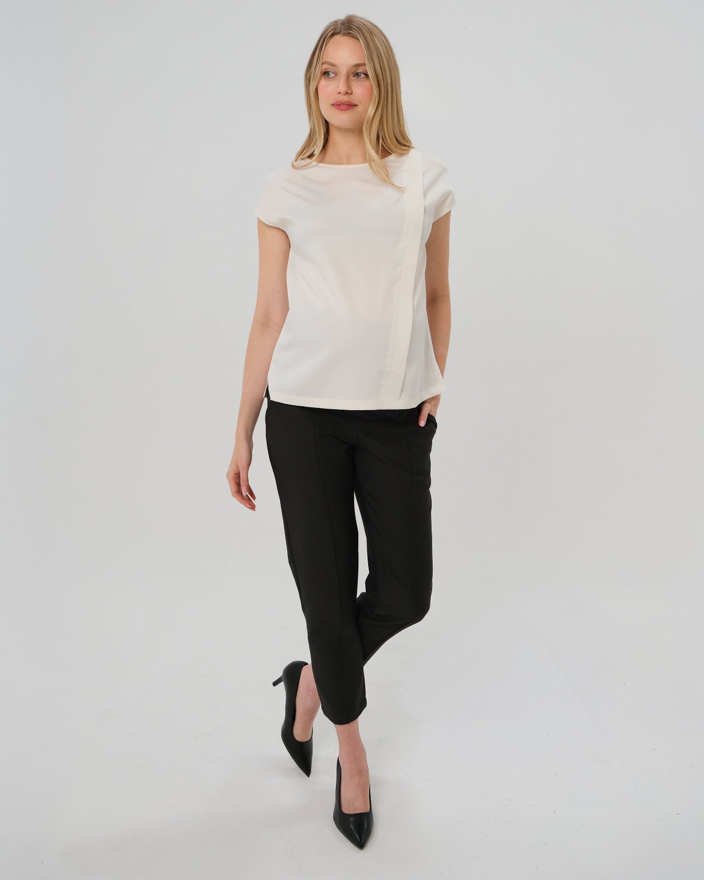 Slim Leg Maternity Work Pants in Black in - Pants photo