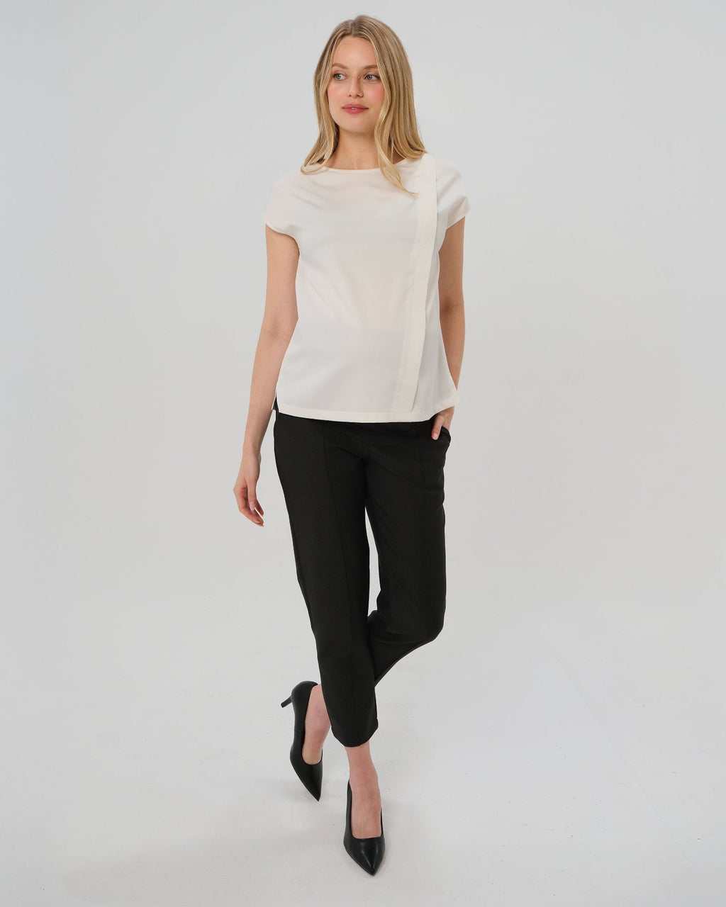 Slim Leg Maternity Work Pants in Black in - Pants photo
