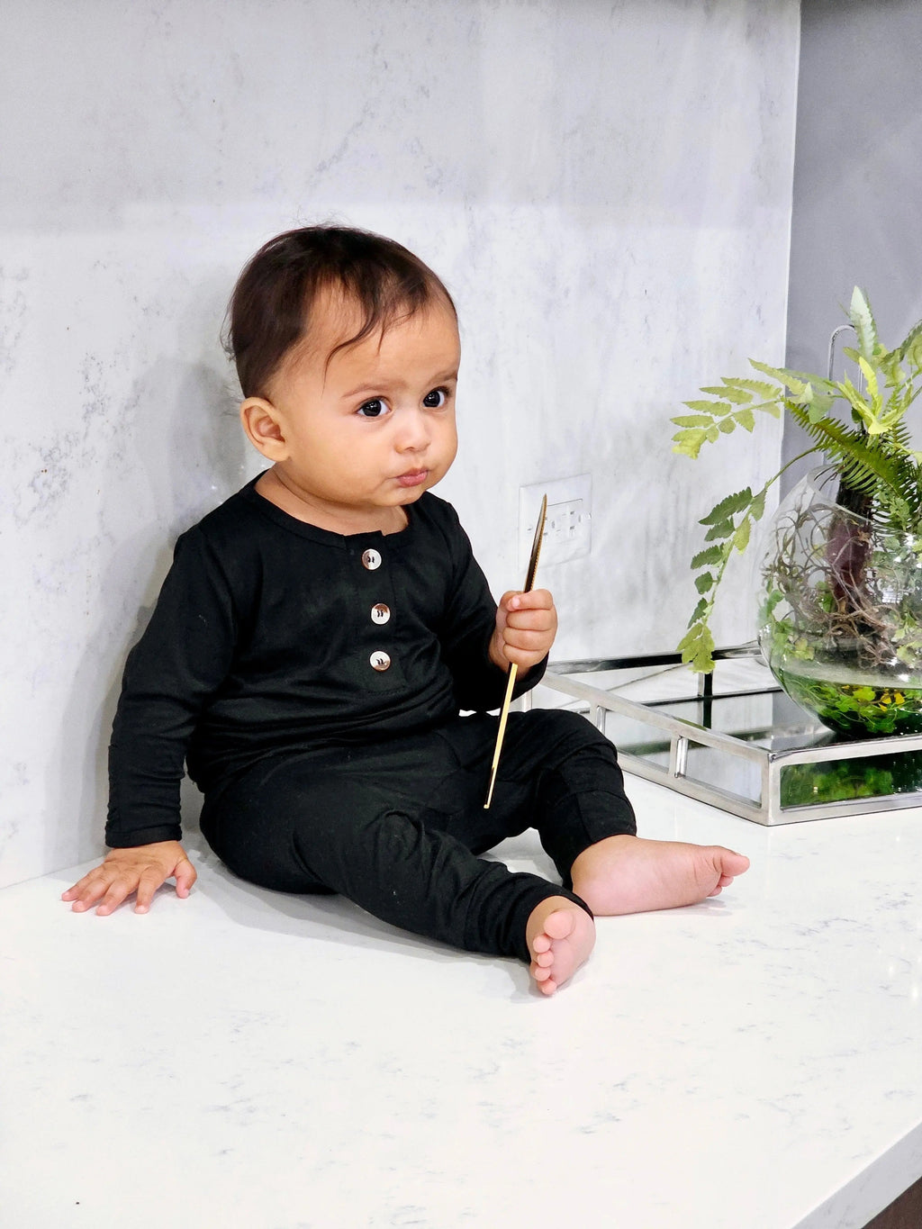 Top and Bottom Outfit and Hat Set, Newborn Clothes, Baby Boy Outfit Sets - Black in - Onesies photo