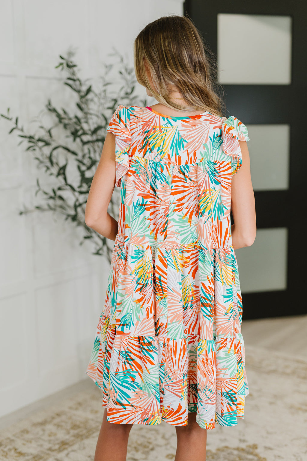Bless Your Love Tiered Dress in Ivory, Orange and Mint in - Womens photo