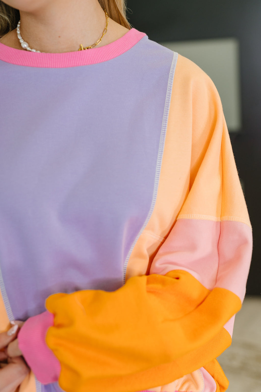 Blockbuster Color Block Pullover in Muted in - Womens photo