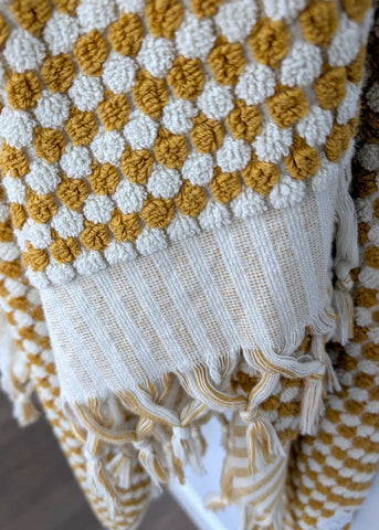 Bloom Collection – Oversized Turkish Cotton Bath Towel with Raised Texture and Hand-Tied Tassels - SwagglyLife Home & Fashion