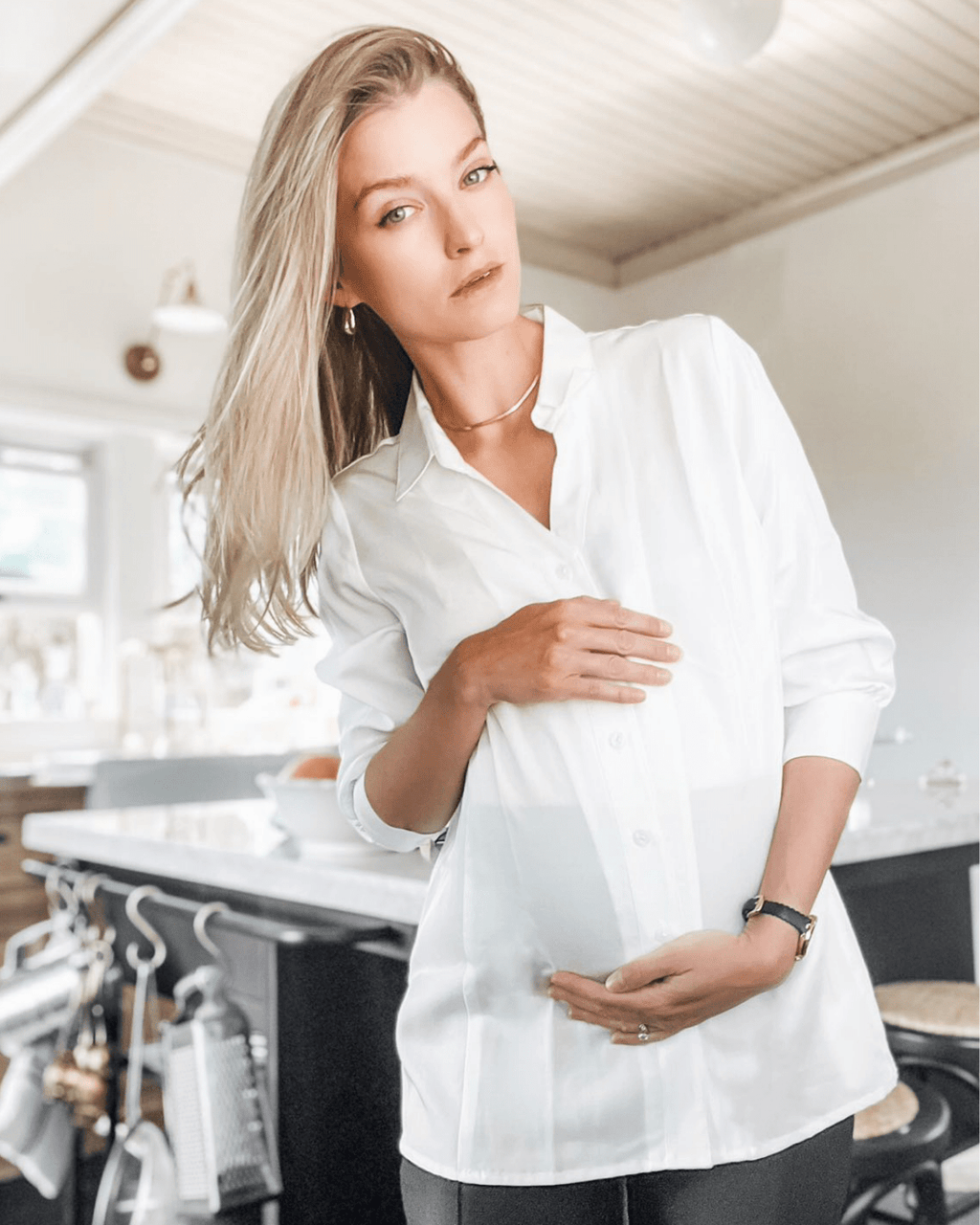 No-Gap Maternity Nursing Button Down Shirt in TENCEL (Regular & Petite) in - Women's Maternity Blouse photo