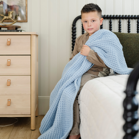 Saranoni Waffle Knit Toddler Blankets in Blue Jay - photo