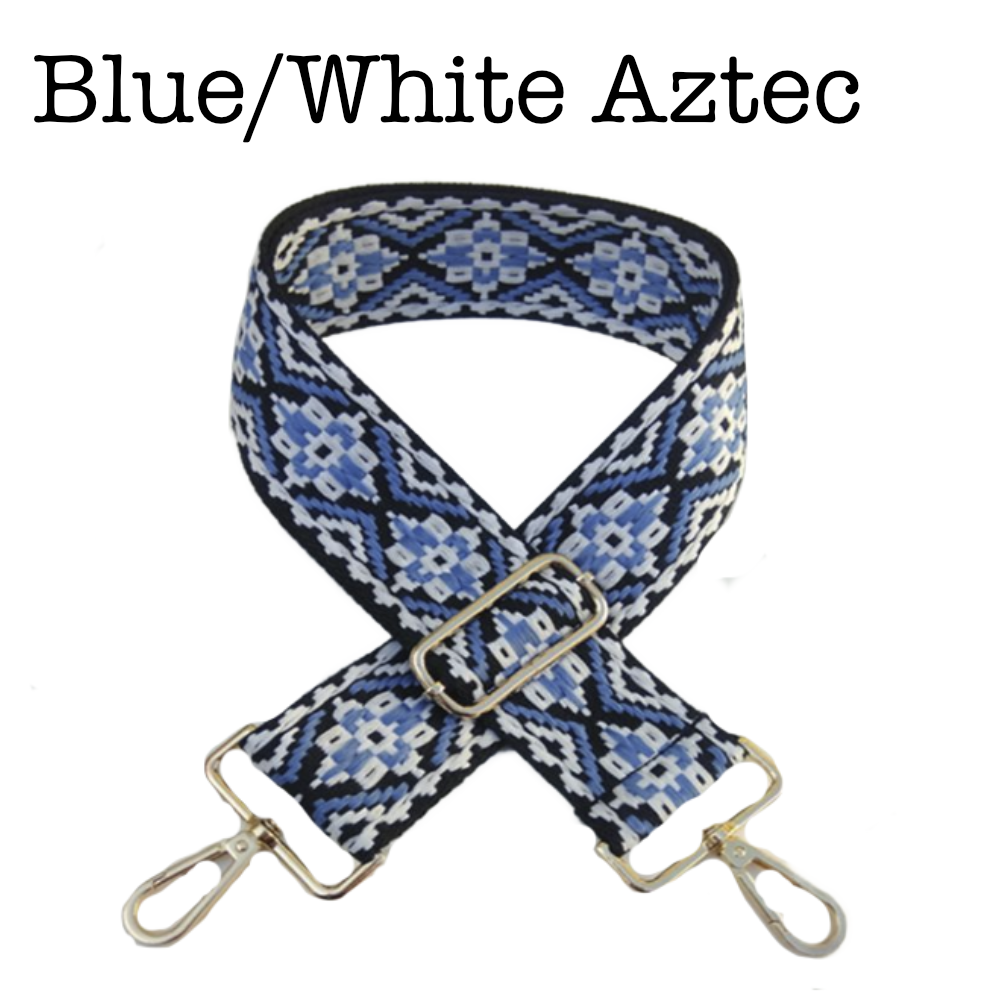 Bag Straps | 30 Styles in Blue White Aztec - Bags photo