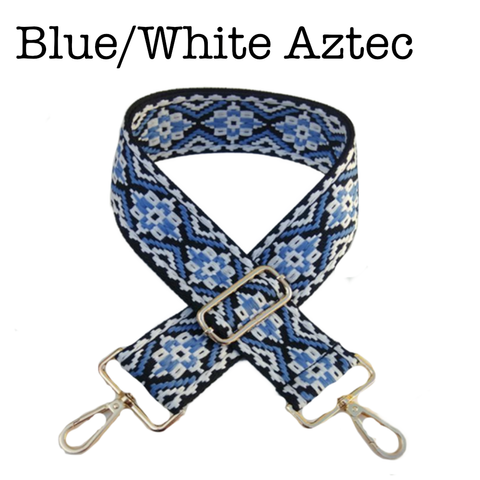 Bag Straps | 30 Styles in Blue White Aztec - Bags photo