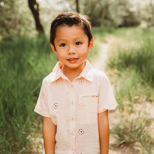 Embroidered Schiffli Boys Shirt and Pant Set in - Boys Shirt photo